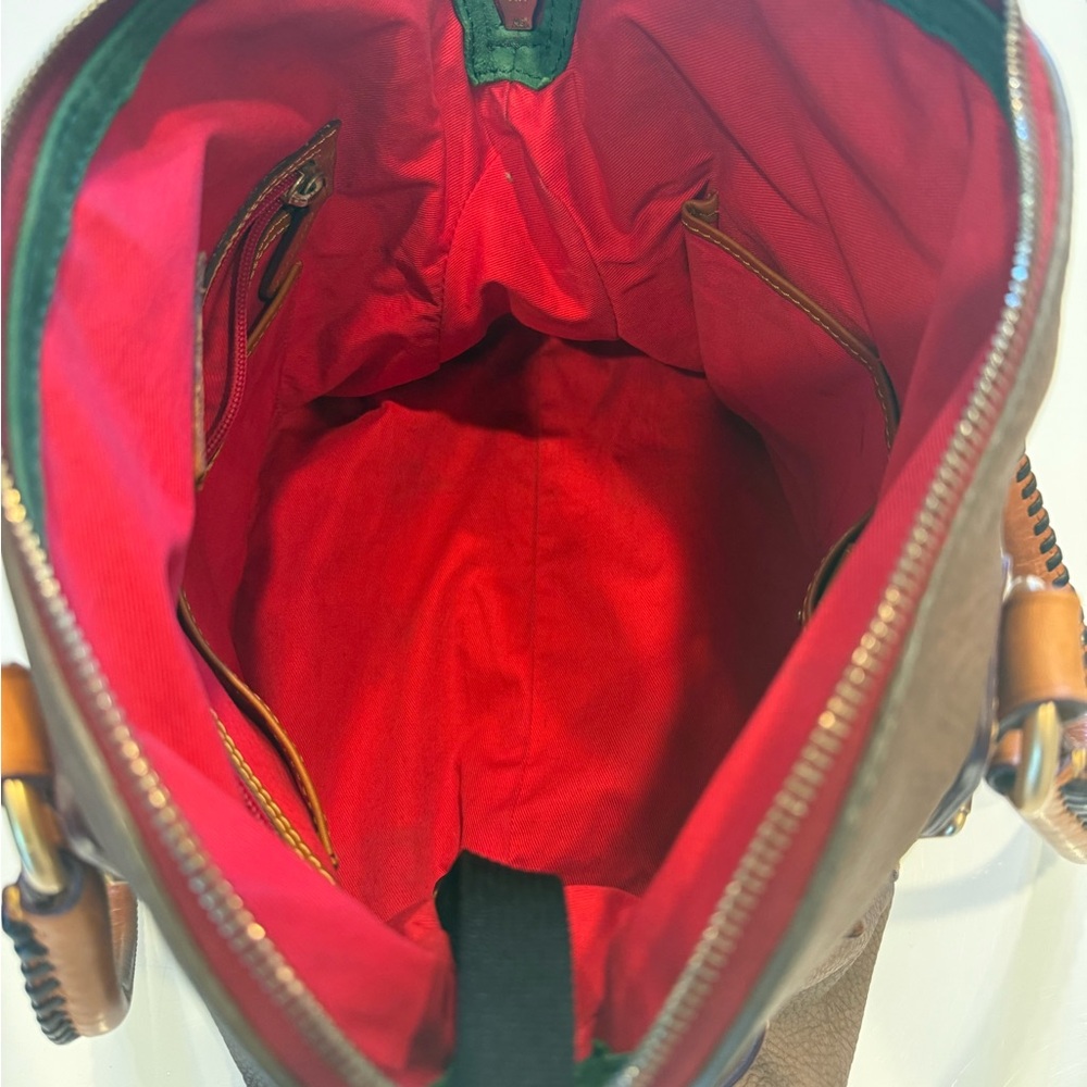 Dooney & Bourke Brown Leather Shoulder Bag with Tan Trim - Picture 5 of 6